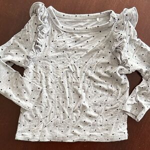 Little Sleepies Light Gray Polka Dot Ruffle Long Sleeve Top